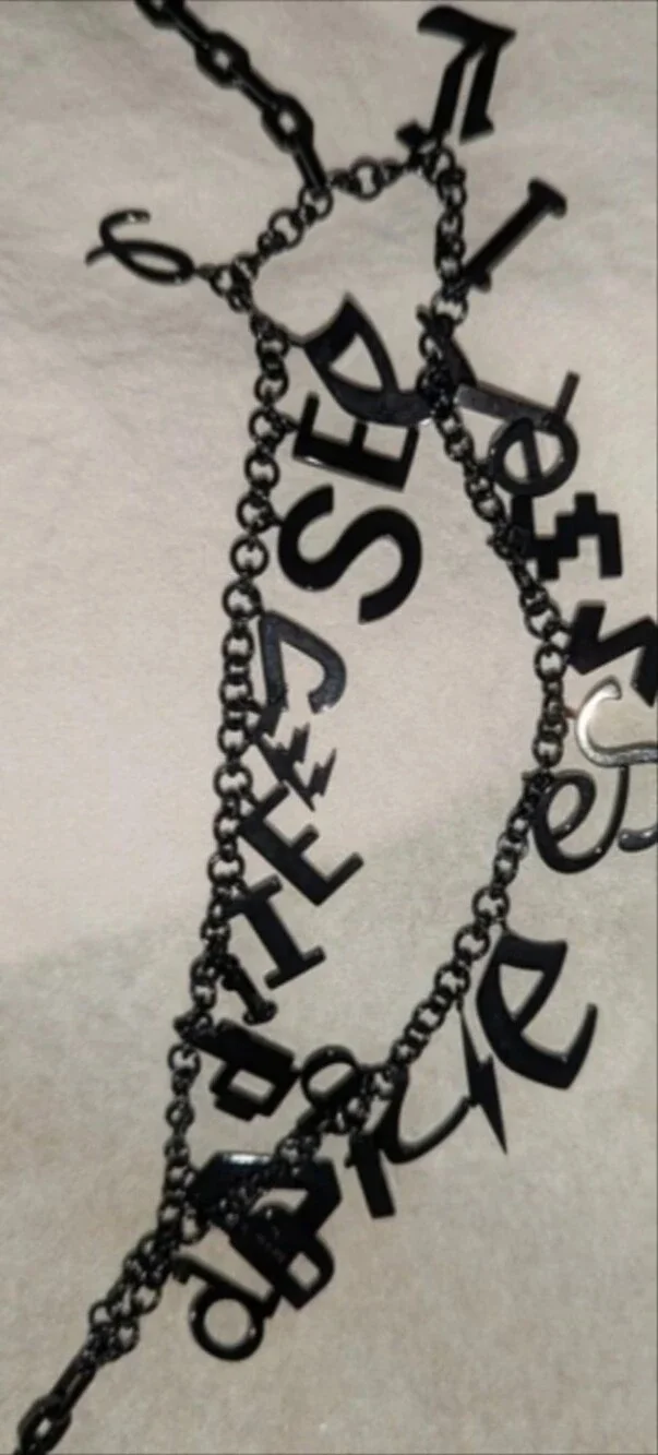 Diesel Vintage Rare Find Stainless Steel Black Layered Statement Necklace